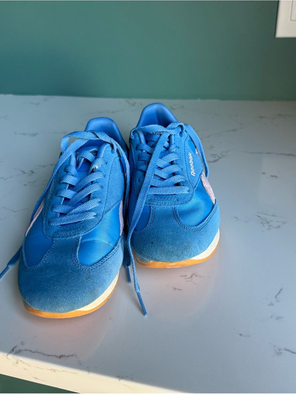 Reebok Blue and White Low-Top Sneakers